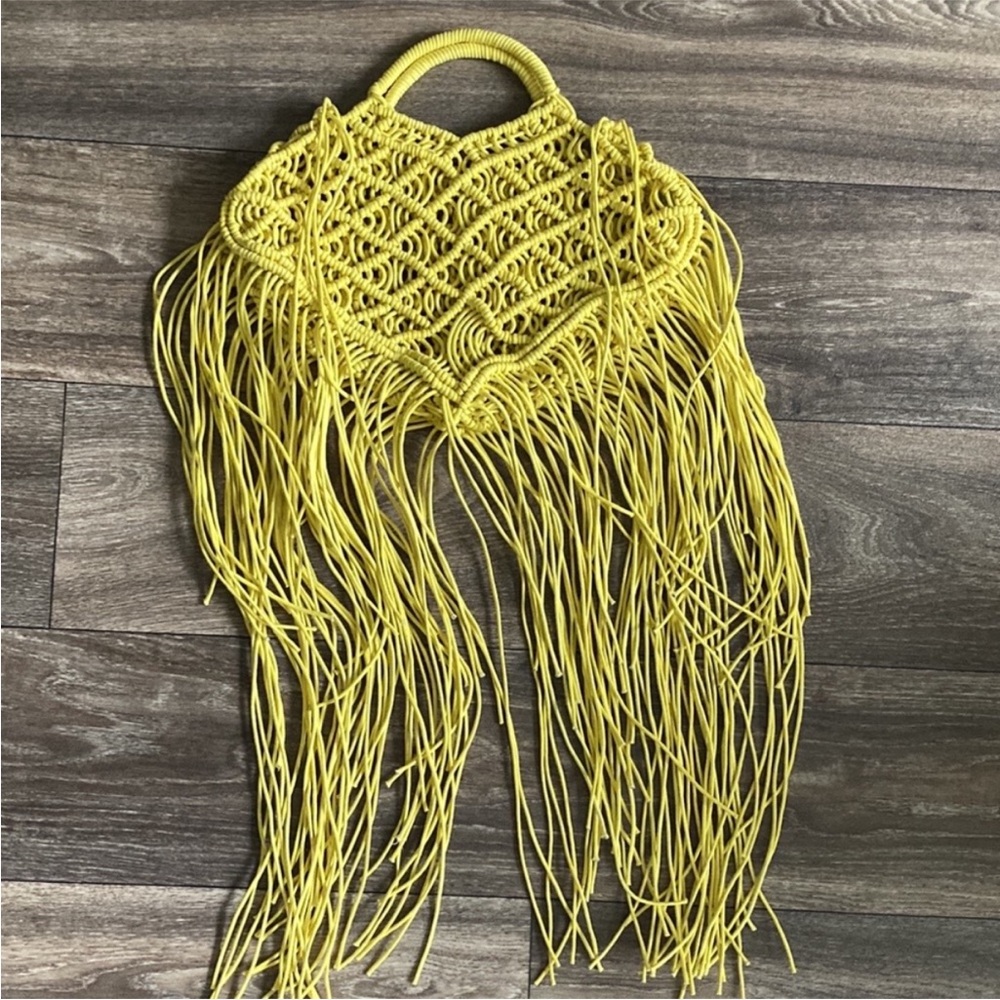 LAST ONE!!  5🌟’s NWT Vegan Leather Yellow Crochet Bags with Fringe